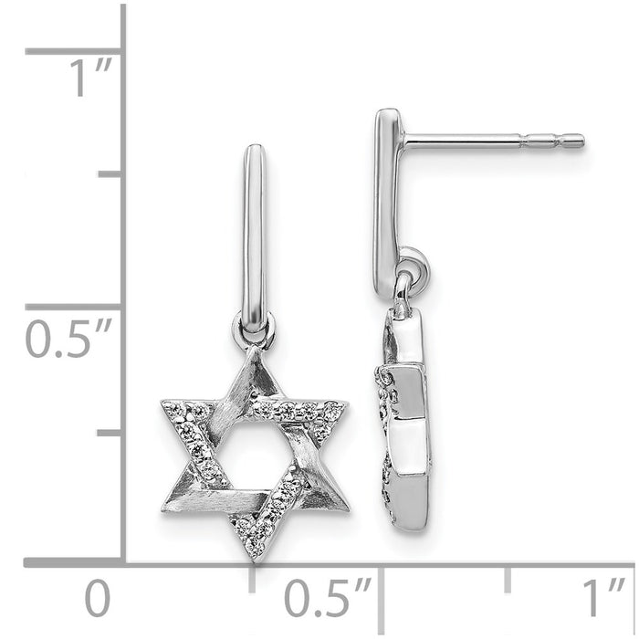 Buy 14K White Gold Diamond Star of David Dangle Earrings | Stylish & Affordable-4