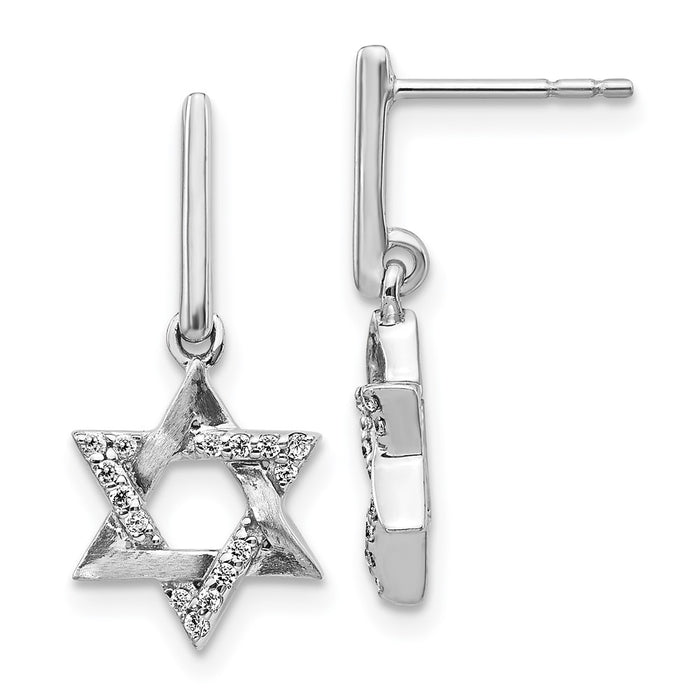 Buy 14K White Gold Diamond Star of David Dangle Earrings | Stylish & Affordable-1