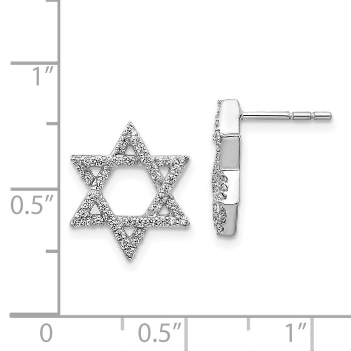 Designer 14K White Gold Diamond-Studded Star of David Earrings | Stylish Luxury-3