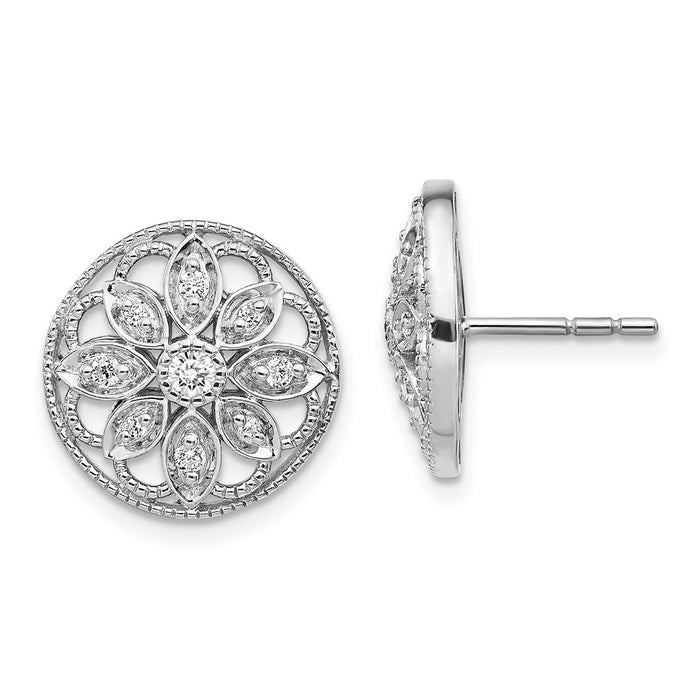 Shop Stylish 14K White Gold Floral Diamond Earrings - Luxury Design, Affordable Price-1