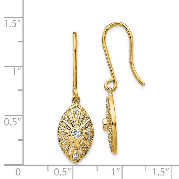 High-Quality 14K Gold Vintage Diamond Drop Earrings - Stylish Luxury Value-4