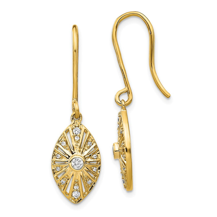 High-Quality 14K Gold Vintage Diamond Drop Earrings - Stylish Luxury Value-1