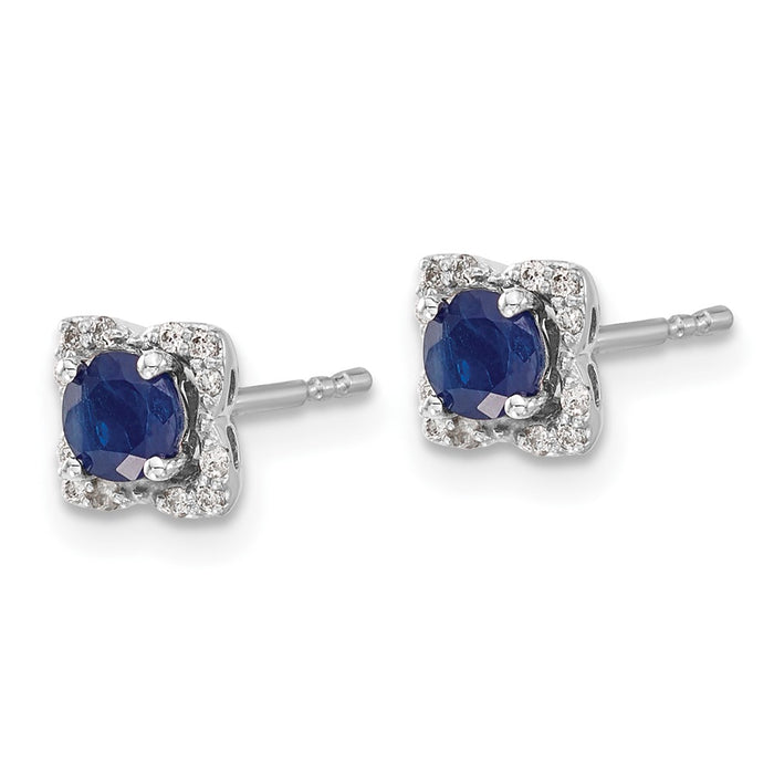 Exclusive 14K White Gold Diamond & Sapphire Jacket Stud Earrings - Stylish Value-2