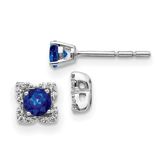 Exclusive 14K White Gold Diamond & Sapphire Jacket Stud Earrings - Stylish Value