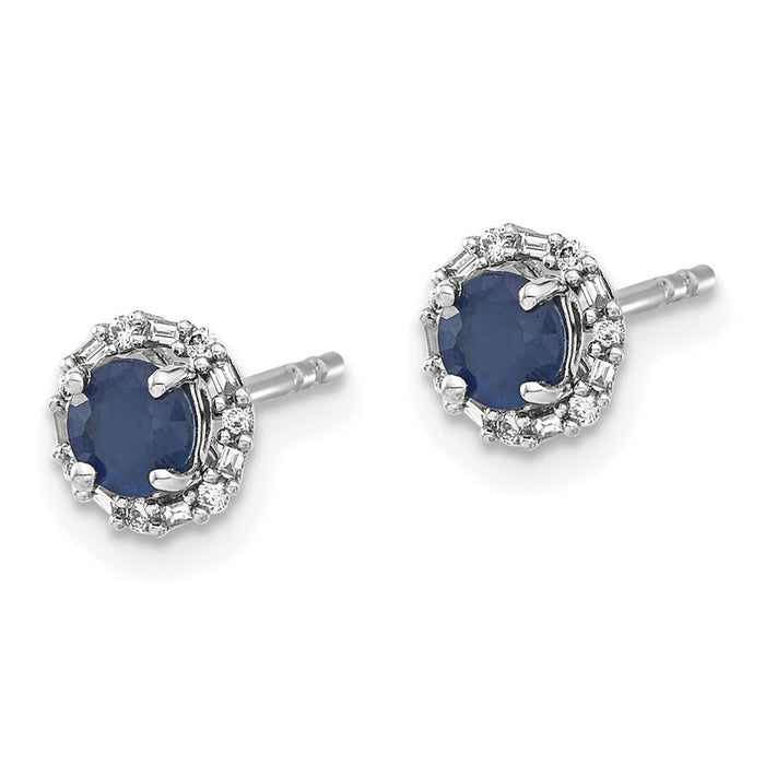 Shop Stylish 14K White Gold Diamond & Sapphire Jacket Stud Earrings - Clearance!-2