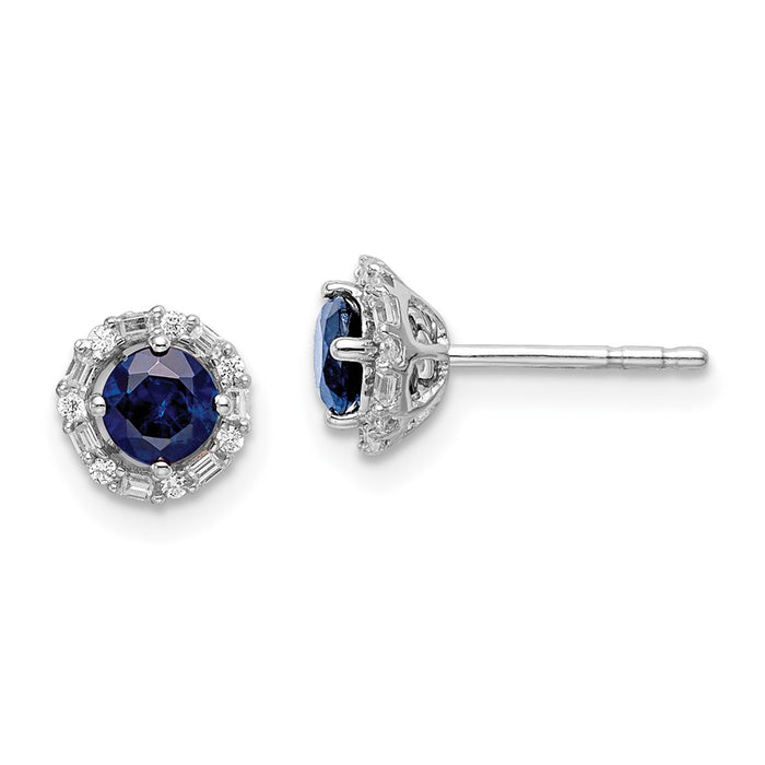 Shop Stylish 14K White Gold Diamond & Sapphire Jacket Stud Earrings - Clearance!-4
