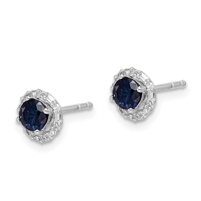 Shop Stylish 14K White Gold Diamond & Sapphire Jacket Stud Earrings - Clearance!-5
