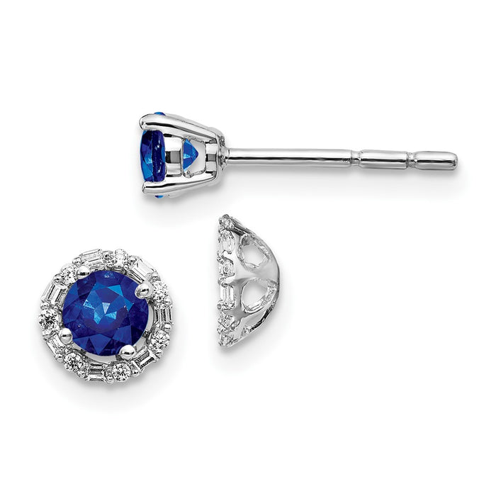 Shop Stylish 14K White Gold Diamond & Sapphire Jacket Stud Earrings - Clearance!-1