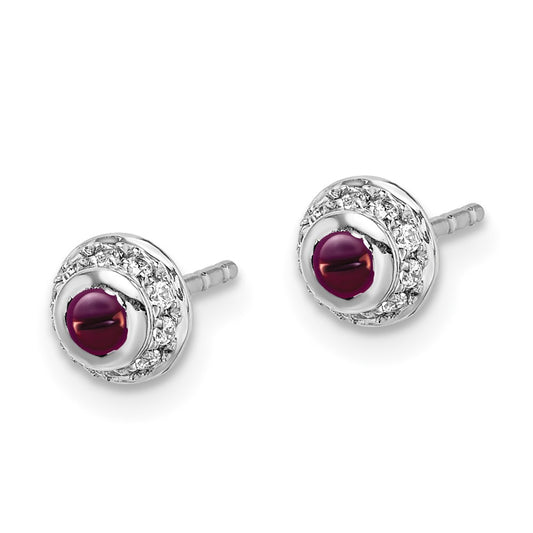High-Quality 14K White Gold Earrings with Diamonds & Rhodolite Garnet | Stylish Value