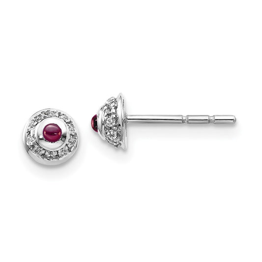 High-Quality 14K White Gold Earrings with Diamonds & Rhodolite Garnet | Stylish Value