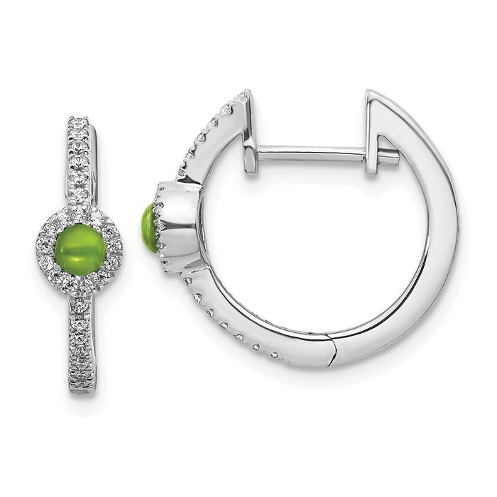 Buy Designer 14K White Gold Earrings with Diamond Accents & Peridot - Luxury Style-1