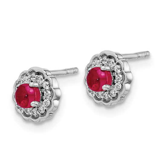 High-Quality 14K White Gold Earrings with Diamond Accents & Ruby | Stylish Value