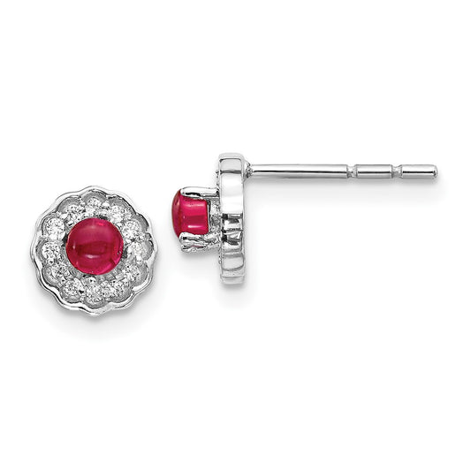 High-Quality 14K White Gold Earrings with Diamond Accents & Ruby | Stylish Value
