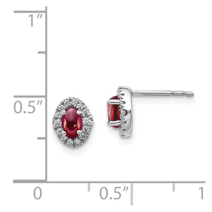 Exclusive 14K White Gold Earrings with Diamond Accents & Garnet - Stylish Value-4