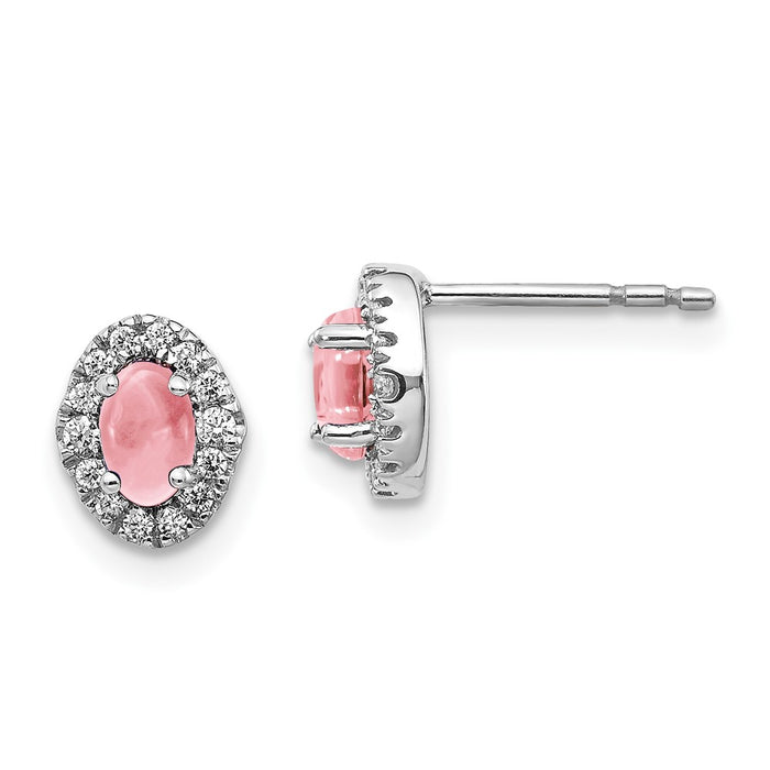 Shop Stylish 14K White Gold Earrings with Diamonds & Pink Tourmaline, 1.5"-1