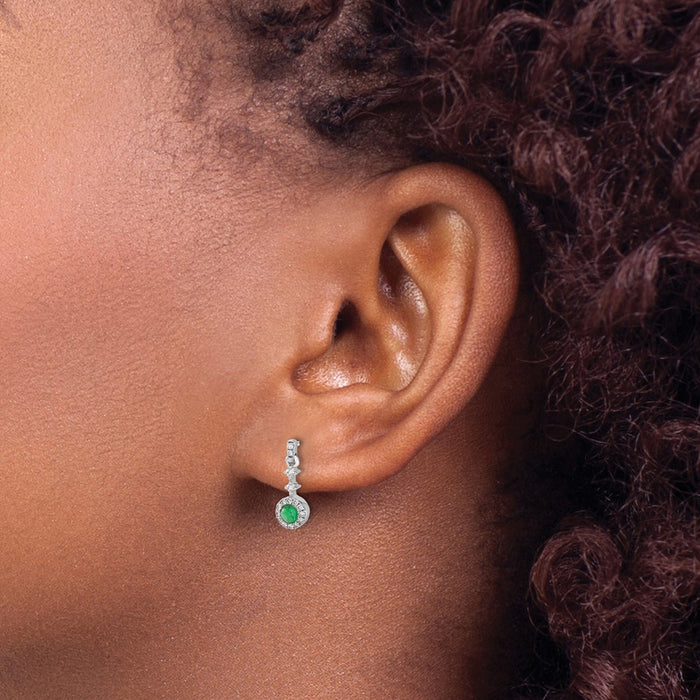Shop Exclusive 14K White Gold Earrings with Diamond Accents & Emeralds-3