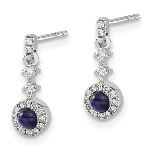 High-quality 14K White Gold Dangle Earrings with 1/6 Carat Diamonds & Sapphires