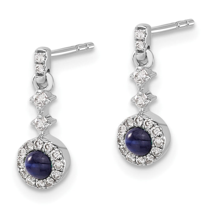 High-quality 14K White Gold Dangle Earrings with 1/6 Carat Diamonds & Sapphires-2