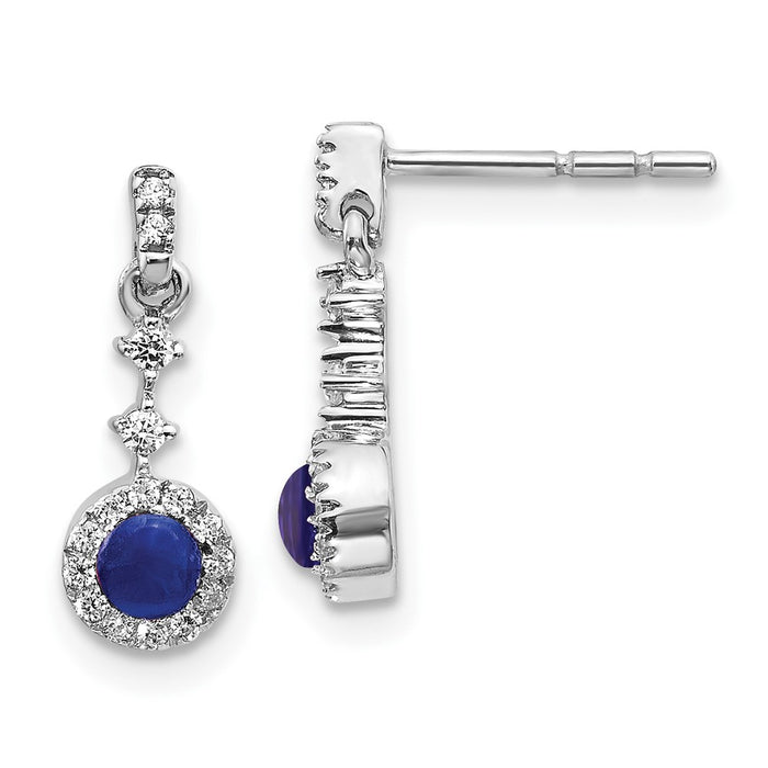 Buy Exclusive 14K White Gold Earrings with Diamond Accents & Sapphire - Stylish!-1