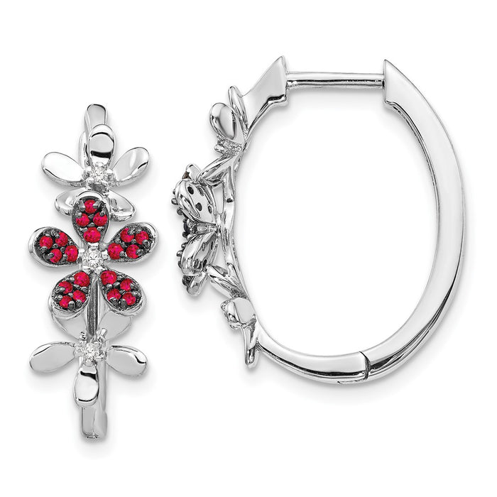 Exclusive 14K White Gold Ruby & Diamond Earrings - Stylish Luxury Value-1