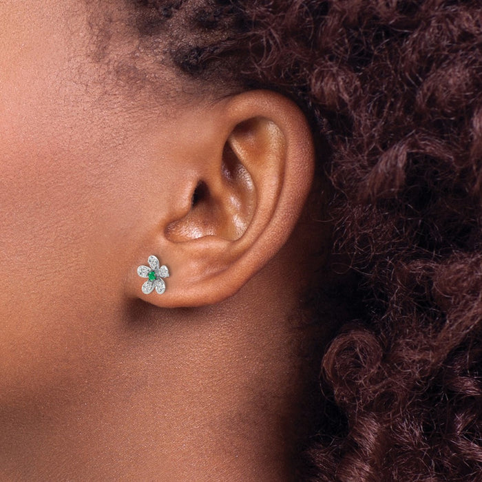 Buy Stylish 14K White Gold Emerald & Diamond Earrings - Luxury Design, Affordable Price-3