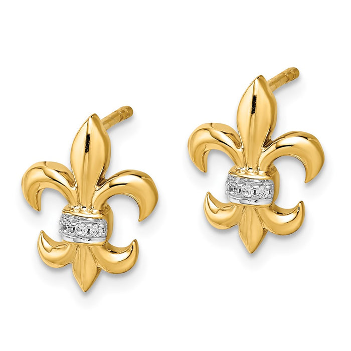 Shop Designer 14K White Gold Diamond Fleur-de-Lis Stud Earrings | Stylish Value-2