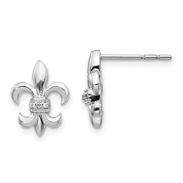 Shop Designer 14K White Gold Diamond Fleur-de-Lis Stud Earrings | Stylish Value-1