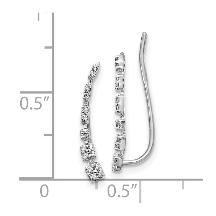 Shop 10K White Gold Diamond Graduated Ear Climber Earrings - Stylish Luxury-4