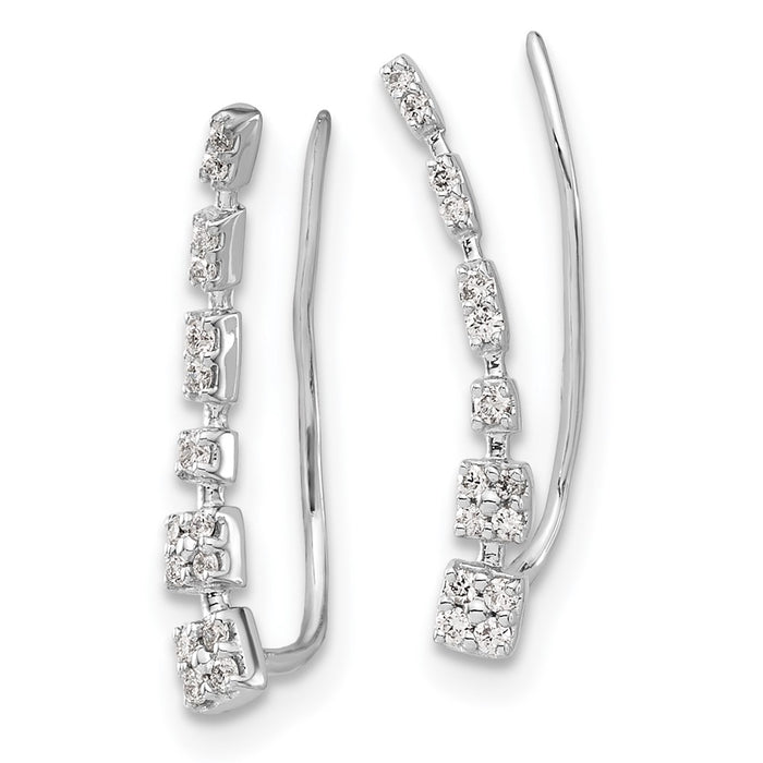 Shop Stylish 14K White Gold Diamond Ascending Ear Climber Earrings | Luxury Design-2