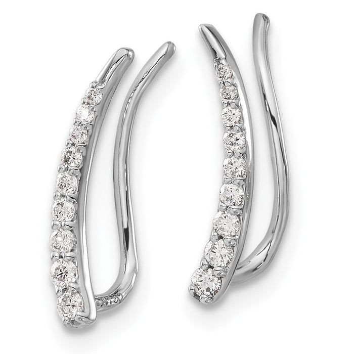 Buy 10K White Gold Diamond Climber Earrings - Luxury Style & Value-2