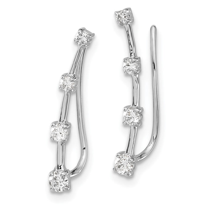 Shop Exclusive 14K White Gold Graduated Diamond Ear Climbers - Stylish Value!-2