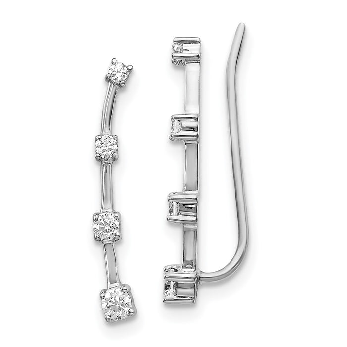Shop Exclusive 14K White Gold Graduated Diamond Ear Climbers - Stylish Value!-1
