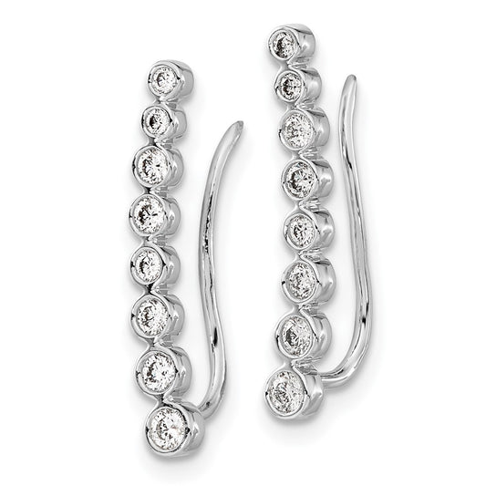 Buy Stylish 10K White Gold Diamond Graduated Ear Climbers - Luxury Earrings