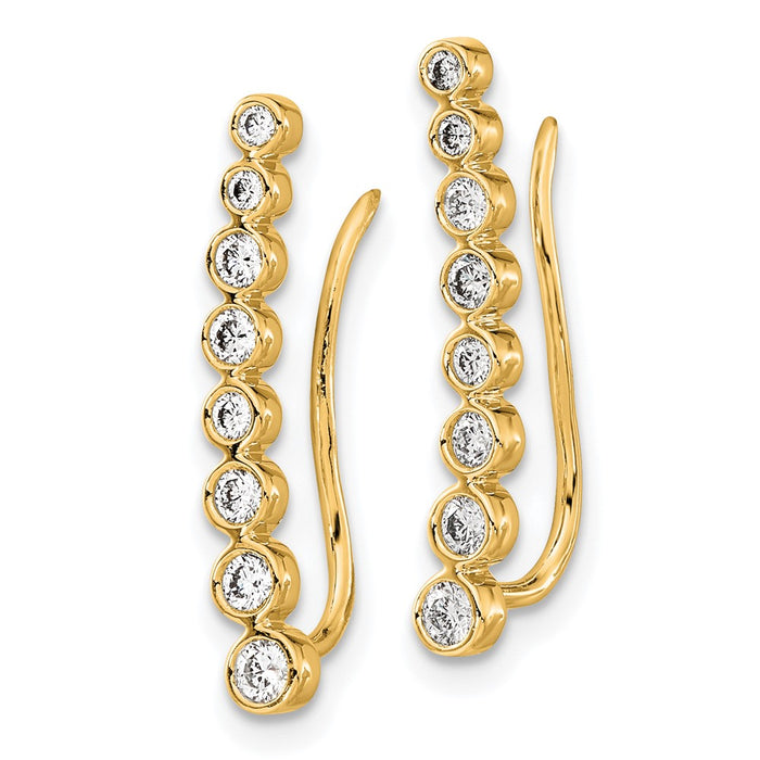 Exclusive 14K Gold Diamond Graduated Ear Climbers - Stylish & Affordable-2