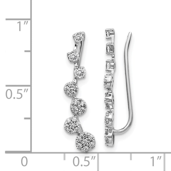 Exclusive 14K White Gold Diamond Climber Earrings - Stylish & Affordable Elegance-4