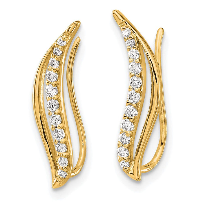 Shop Stylish 14K Yellow Gold Diamond Wave Ear Climbers - Affordable Luxury-2