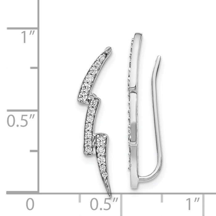 Exclusive 14K White Gold Lightning Bolt Ear Climbers with Diamonds - Stylish Value!-4
