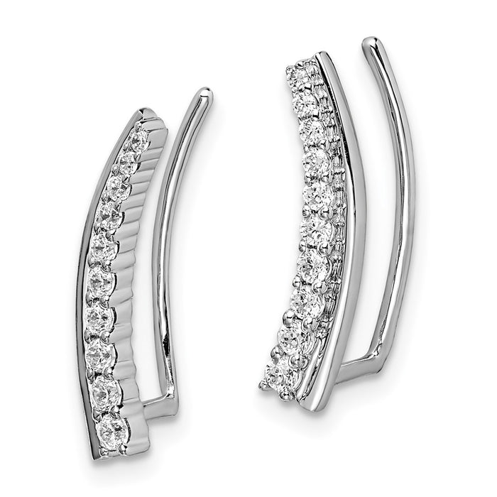 Exclusive 14K White Gold Diamond Climber Earrings - Stylish & Affordable Luxury!-2