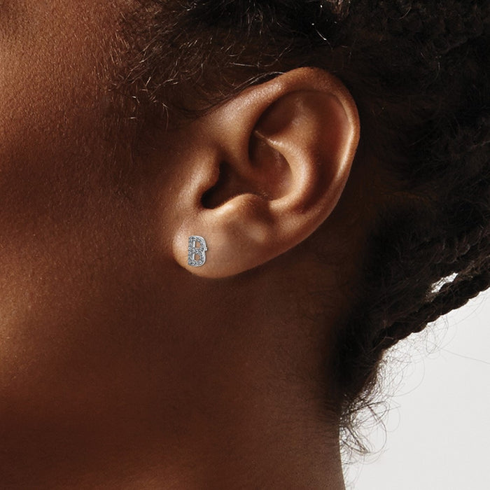 Buy Exclusive 14K White Gold Diamond Initial "B" Stud Earrings | Stylish Value-3