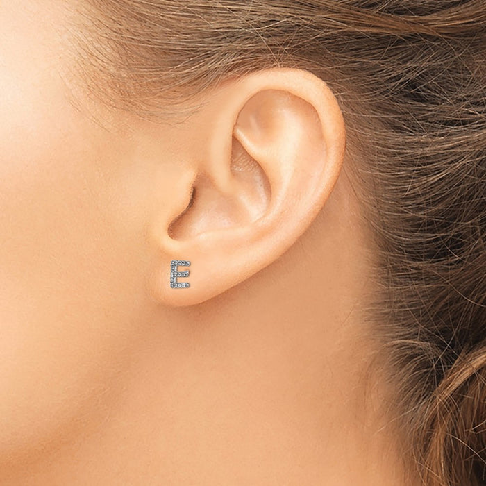 High-quality 14K White Gold Diamond Initial "E" Stud Earrings - Stylish Value-3