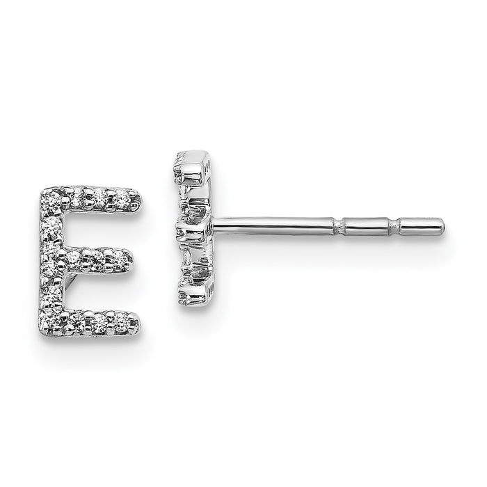 High-quality 14K White Gold Diamond Initial "E" Stud Earrings - Stylish Value-1