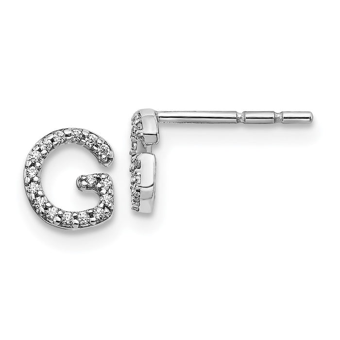 Buy Stylish 14K White Gold Diamond Initial "G" Stud Earrings - 0.85mm, Luxury Value-1