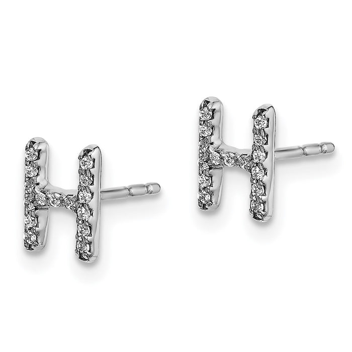 Shop Stylish 14K White Gold Diamond Initial "H" Stud Earrings - 0.85mm, Luxury Value-2
