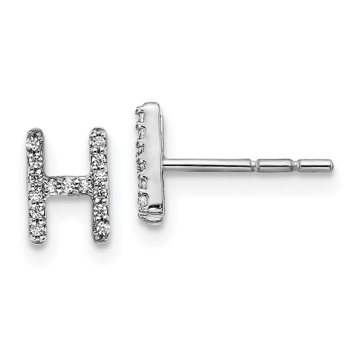 Shop Stylish 14K White Gold Diamond Initial "H" Stud Earrings - 0.85mm, Luxury Value-1