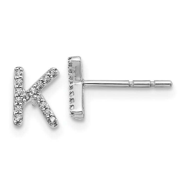 Shop 14K White Gold Diamond Initial "K" Stud Earrings - Affordable Luxury Style-1