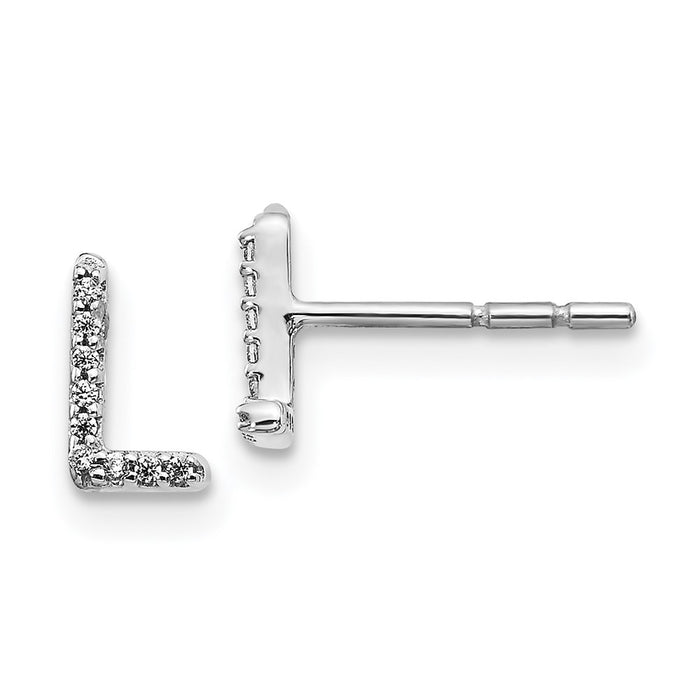 Shop Stylish 14K White Gold Diamond Initial "L" Earrings - Luxury Value Design-1