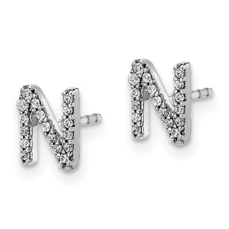 Shop Exclusive 14K White Gold Diamond Initial 'N' Stud Earrings - Stylish Value!