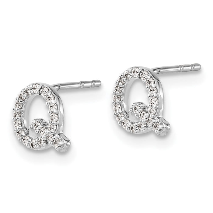Shop Exclusive 14K White Gold Diamond Initial "Q" Stud Earrings - Stylish Value!-2