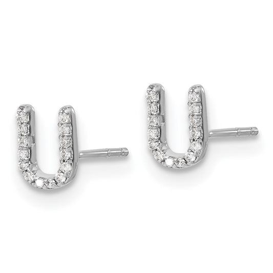 Shop Stylish 14K White Gold Diamond Initial "U" Stud Earrings - Affordable Luxury
