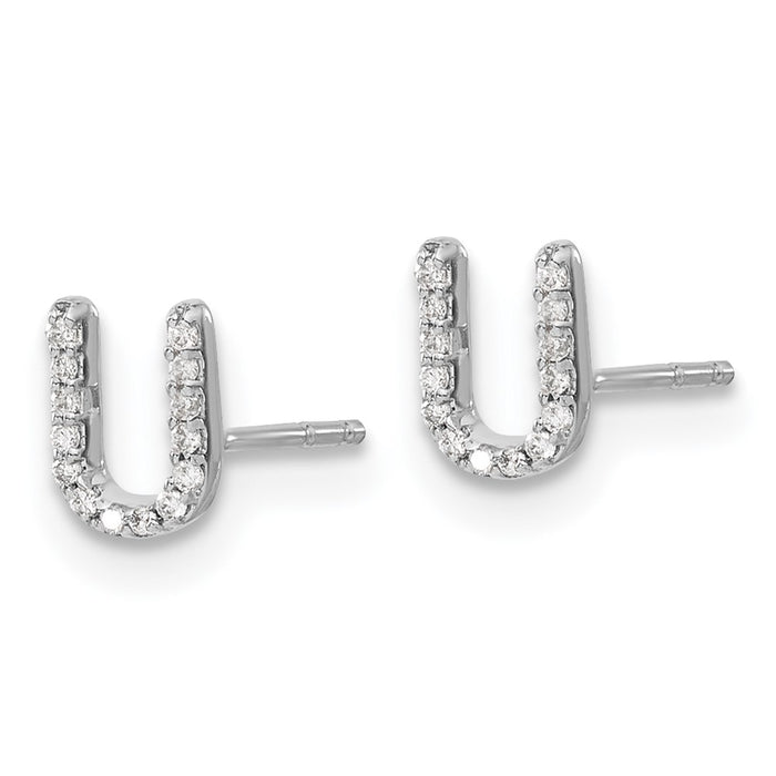 Shop Stylish 14K White Gold Diamond Initial "U" Stud Earrings - Affordable Luxury-2